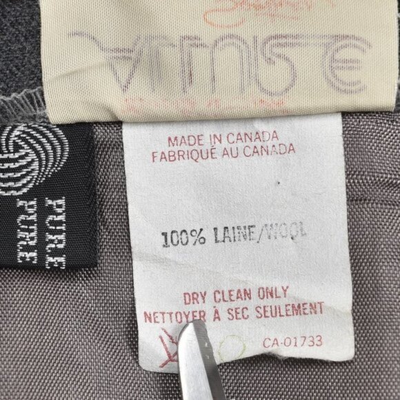 Vintage Allure Wool Grey  Midi Skirt Pencil Front Slit Size Medium - Picture 7 of 10